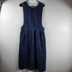 Bechamel Blue Denim Pinafore Dress Button Front‎ Size 10 FLAW Cotton